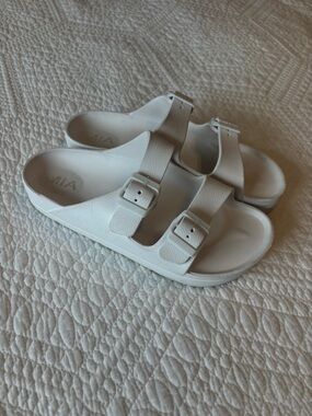 MIA White Double-Strap Buckle Slide Sandals for Kids